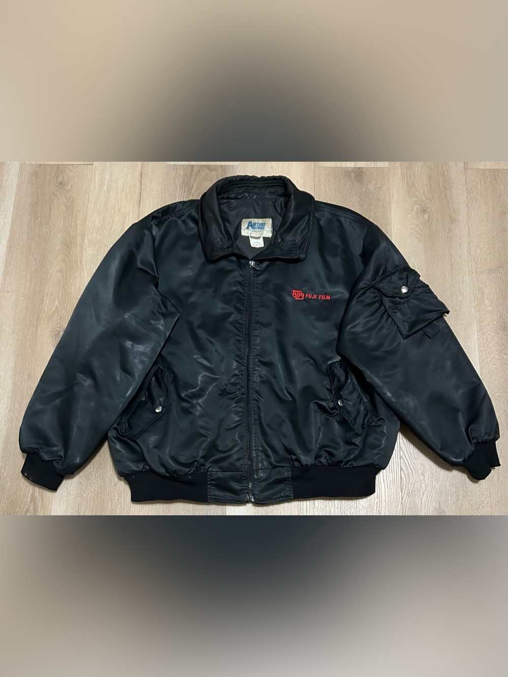 Vintage 90’s Fujifilm Black Bomber Jacket with Red Logo